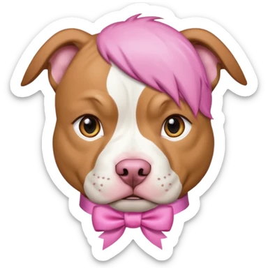 pitbull with hair ribbon  sticker