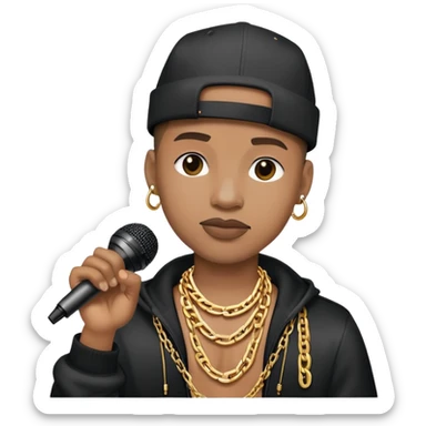 hip hop singer with microphone and chain necklace sticker