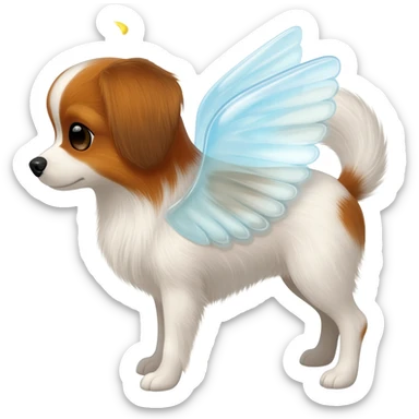 dog papillon angel sticker