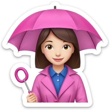 Girl with pink umbrella sticker