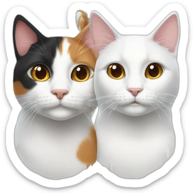 1 calico cat and 1 white cat sticker