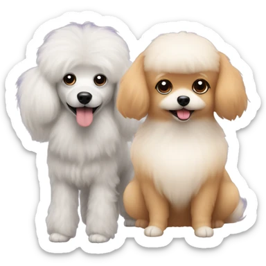 poodle and pomeranian and two people sticker