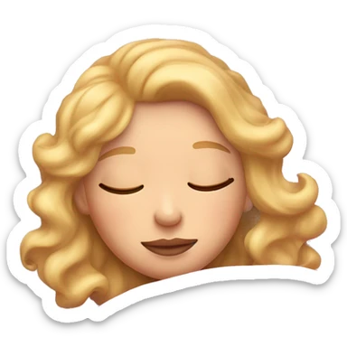 Blonde Girl with wavy hair and pink lips sleeping in pink bed sticker