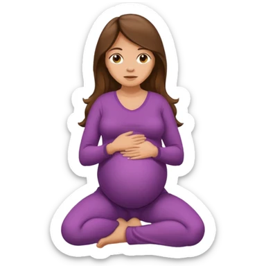 Pregnant long brown hair kneeling sticker