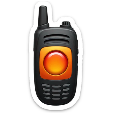 black walkie talkie with red-orange button on side sticker