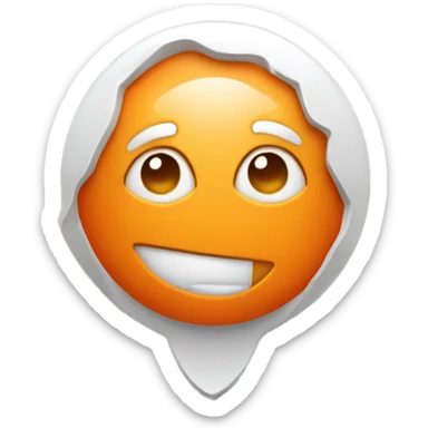 Orange map pin (hex code #EA5631) with a white round face and cute facial features sticker