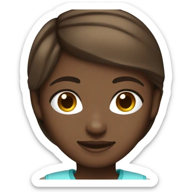 blue eyes light short straight brown hair and dark skin girl sticker