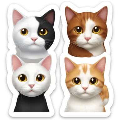 black cat plus White and Redhead cat sticker