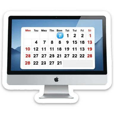 calendar and booking icons on iMac monitor sticker
