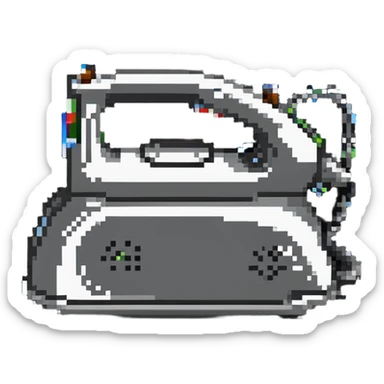 A clothes iron with steam coming out of it sticker