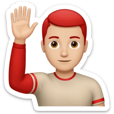 Guy hailing with red band around his arm sticker