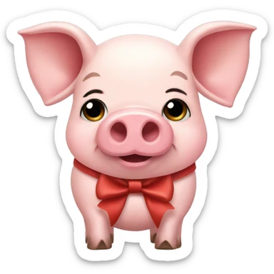 Pig with a bow  sticker