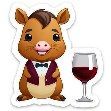 Capivara com terno e taça de vinho sticker