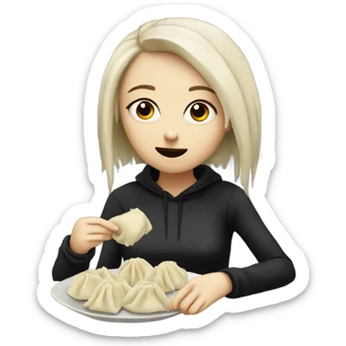 emo girl eating dumplings sticker