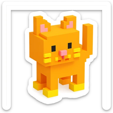 A voxel-style cat. sticker