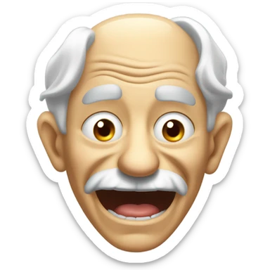 A creepy looking old man who laughing so hard he’s crying and drooling sticker