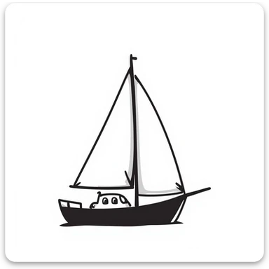 a sailboat in black doodle style sticker