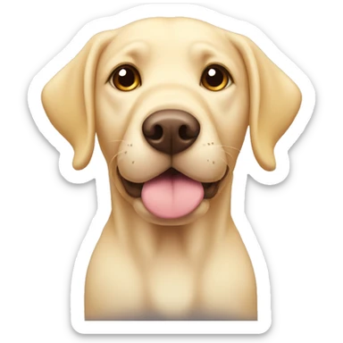 A yellow lab with their ears in pig tails  sticker