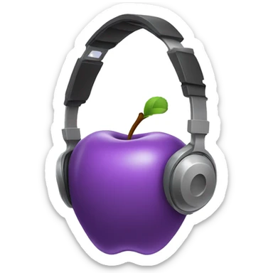 purple apple headphones  sticker