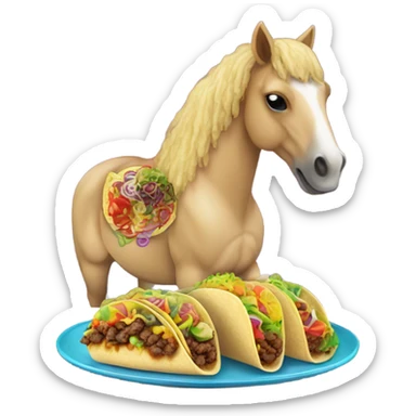 Horse eating tacos sticker