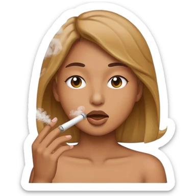 Yass emoji face blowing smoke out of mouth sticker