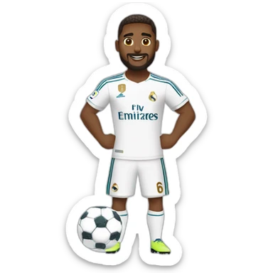Hombre sin cabello con perilla jugando fútbol con el real madrid sticker