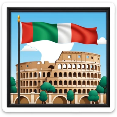 Rome theme, landmarks and flag, playful, emoji style sticker