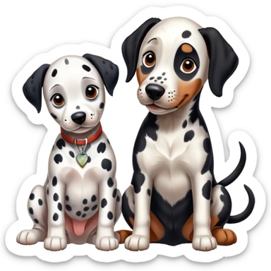 1 Dalmatian adult + 1 dobermann puppy sticker