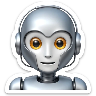 helpful robot assistant with a screen face sticker