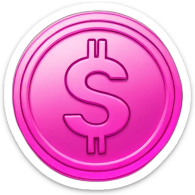 Neon pink Coin dollar sign sticker