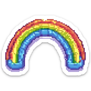 a pixel art rainbow, simple and cheerful, for Pride Month sticker