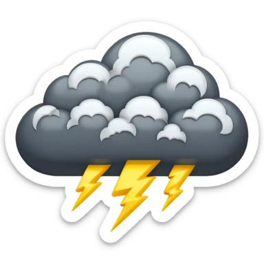 A thick thundercloud flashing with bright lightning sticker