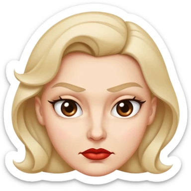 A spiteful face looks tight and sharp—eyebrows slightly lowered, lips curled in a smirk or pressed in a smug line, with eyes that glare or narrow with defiance or satisfaction sticker