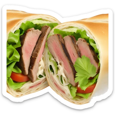 Steak tip caesar salad wrap on white bread sticker