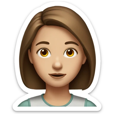 realistic portrait of brown-haired girl sticker