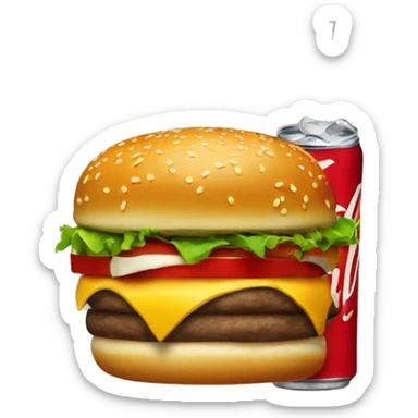 cheeseburger with a coke sticker