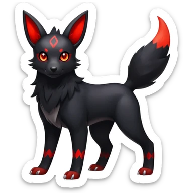 Shiny Exotic Excessive Mysterious Umbreon-Houndour-Poochyena-Pokémon-Fakémon-hybrid-creature (full body) sticker