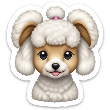 Small poodle with high ponytail sticker