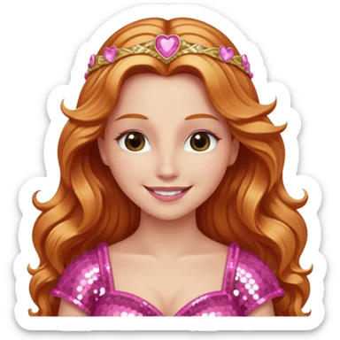 Venus, Goddess of Love from Gods and Goddesses with long reddish blonde hair, pink sequin outfit sticker