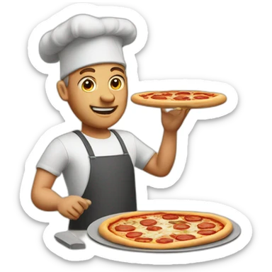 a nordic man making pizza sticker