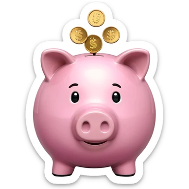 Piggy bank with coins falling in sticker
