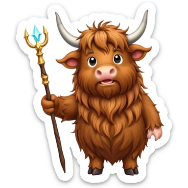 Highland cow with magic wand sticker