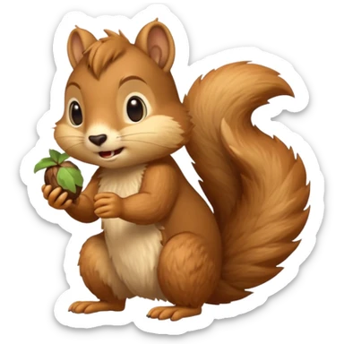 saber-toothed squirrel character with acorn, full body sticker
