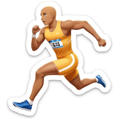 An icon featuring The background showcases a vibrant stadium with cheering fans, bright lights, and a clear sky. an athlete sprinting on a track, with powerful strides and determination. The athlete's motion is dynamic, emphasizing speed and competition. sticker