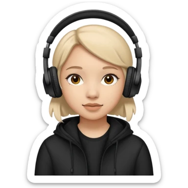 girl with Black Headphones sticker