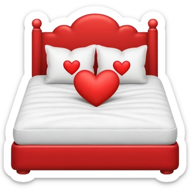 white bed with heart sticker