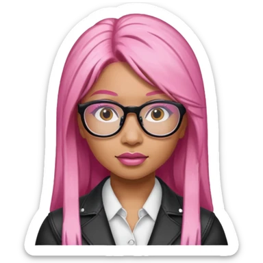 Rapper Nicki Minaj pink hair wear glasses sticker