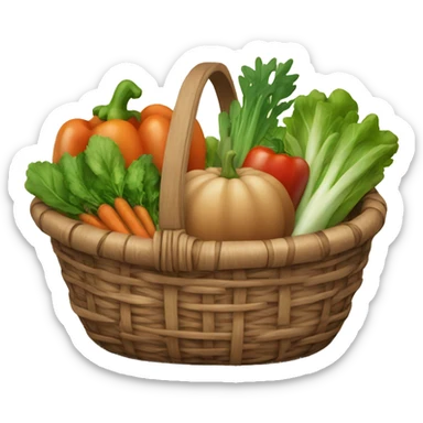 Brown basket with garden vegetables  sticker