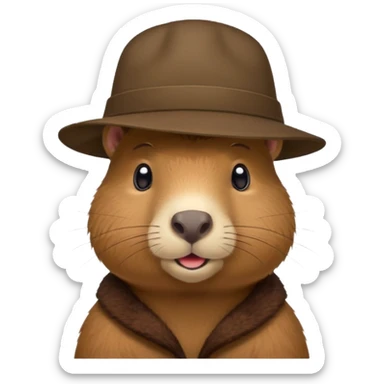 Cute Capybara wearing a hat sticker