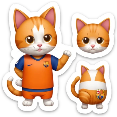 A cat with a fc barcelona shirt sticker